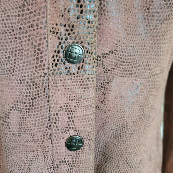 Bisou Bisou Pink Leather Coat with Attached Boa, Size Large, Vintage - Picture 7 of 11